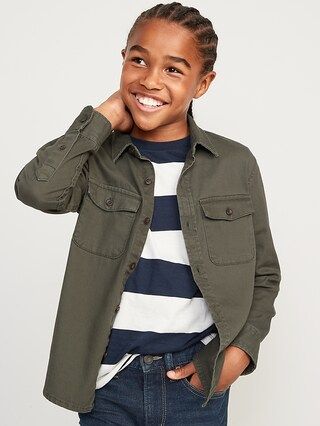 Long-Sleeve Twill Button-Down Utility Pocket Shirt for Boys | Old Navy (US)