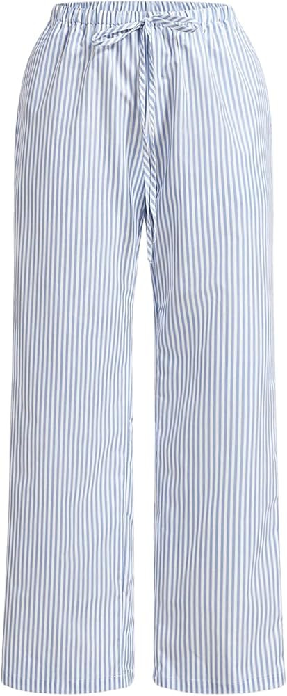 GORGLITTER Women's Striped Boxer Pants High Waisted Wide Leg Drawstring Causal Lounge Pajama Trou... | Amazon (US)