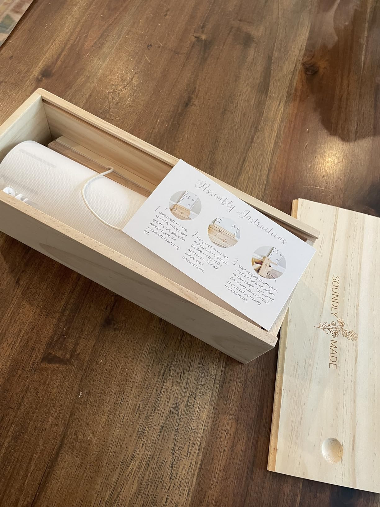 Growth Chart for Wall | Kids Height Chart Canvas Ruler with Wooden Storage Box | Waterproof Measu... | Amazon (US)