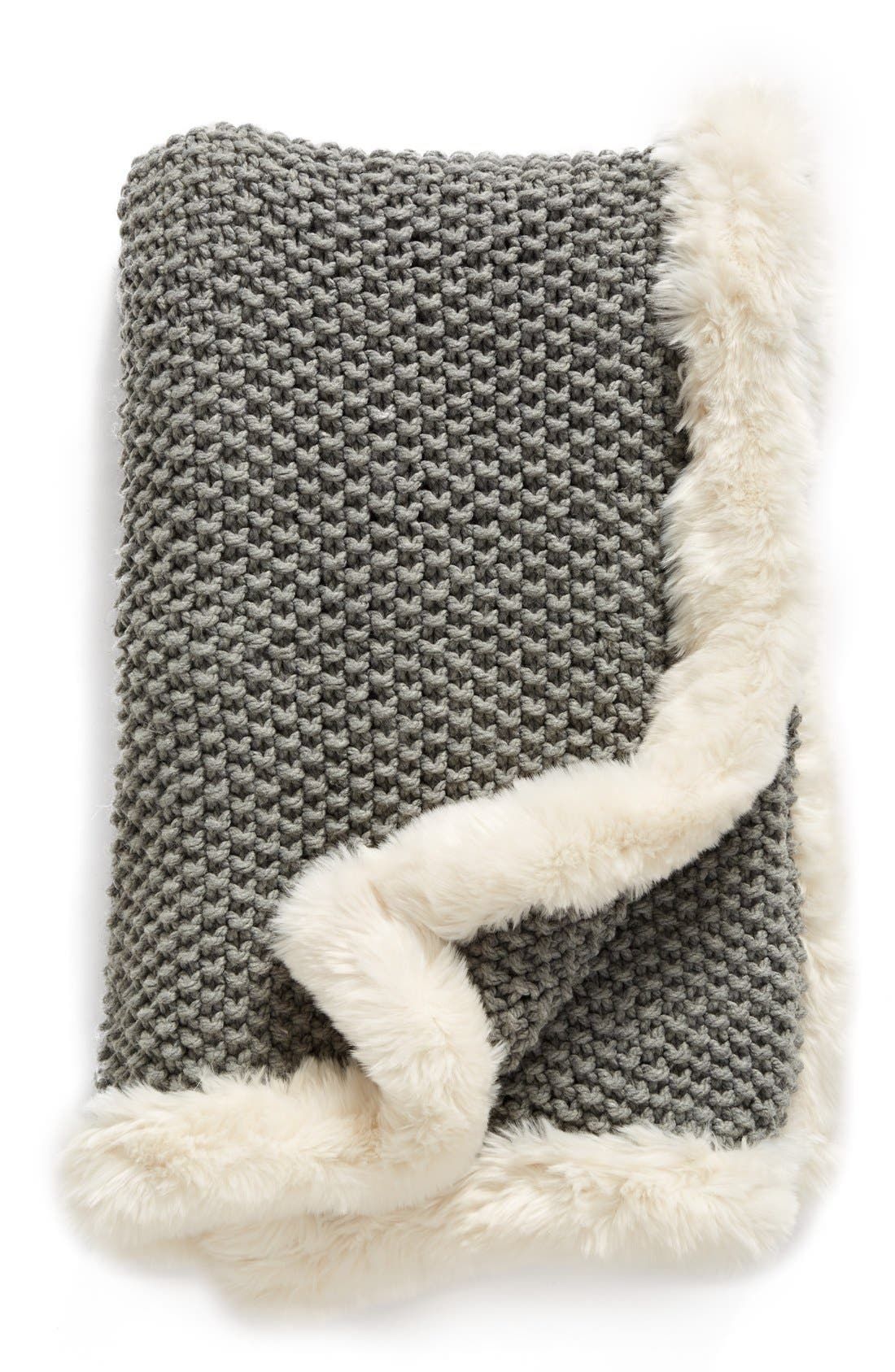 Faux Fur Border Knit Throw | Nordstrom