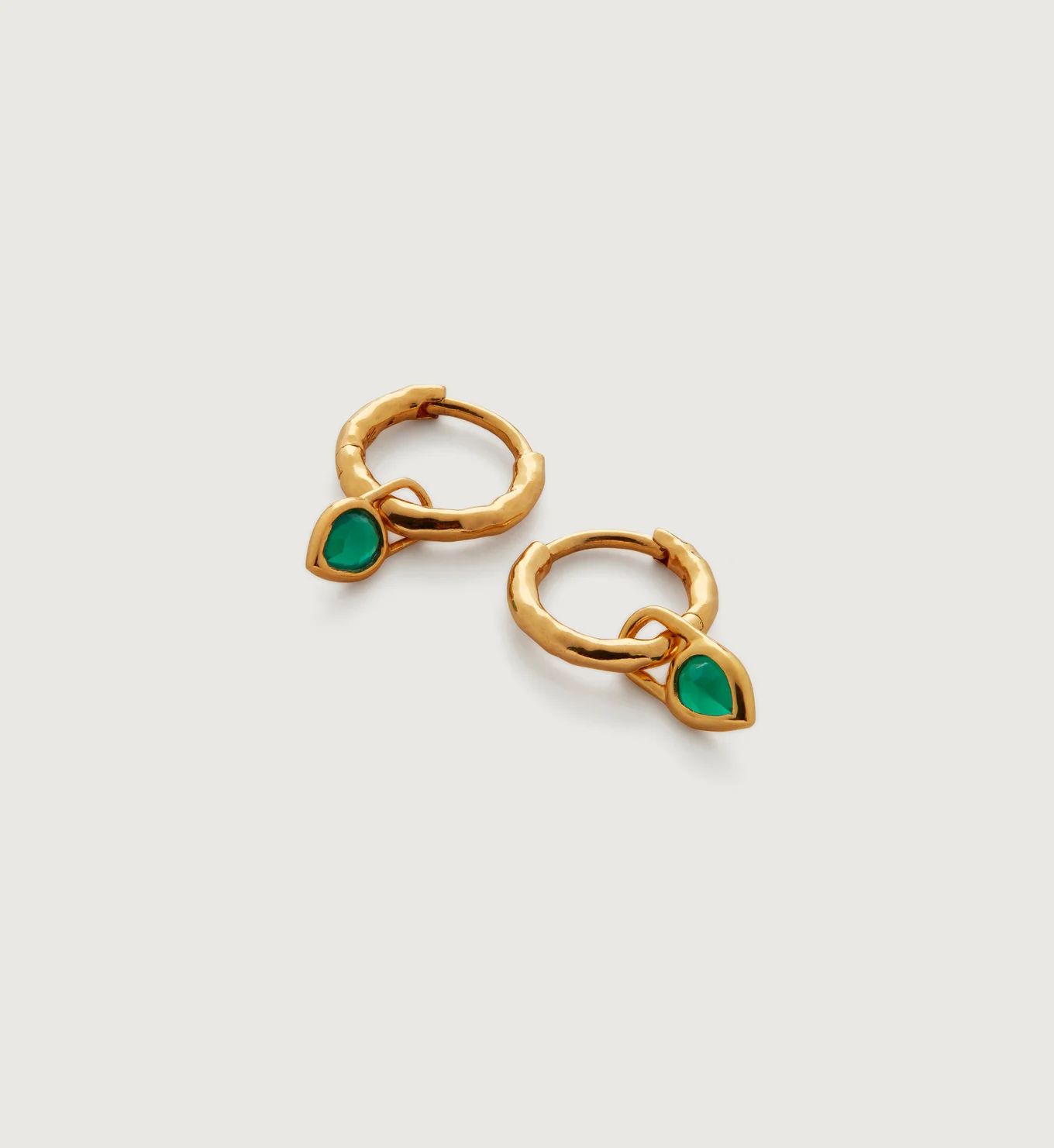Siren Muse Green Onyx Teardrop Gemstone Mini Huggie Earrings | Monica Vinader (Global)