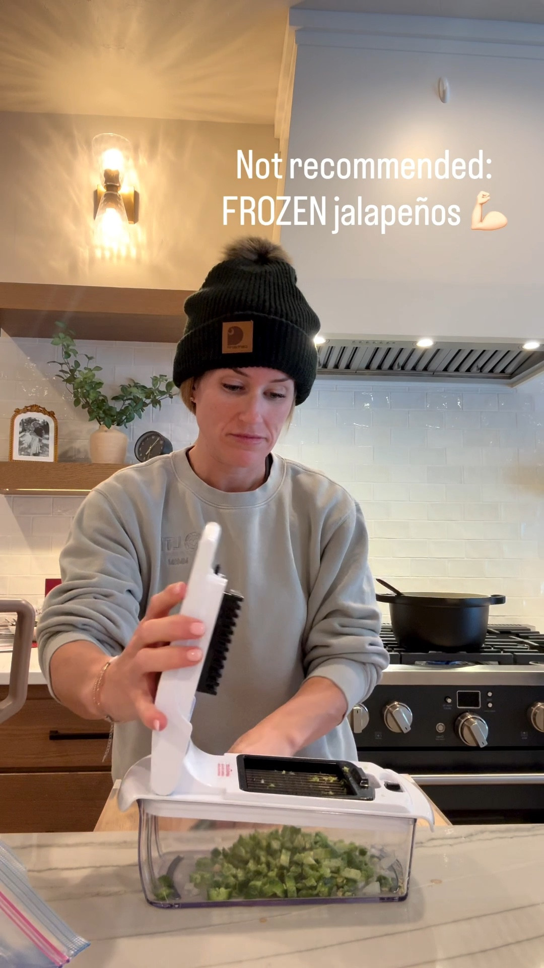 10/10 vegetable chopper.
0/10 idea to use frozen jalapeños.
Would still recommend. 😅

#LTKHome #LTKfoodie