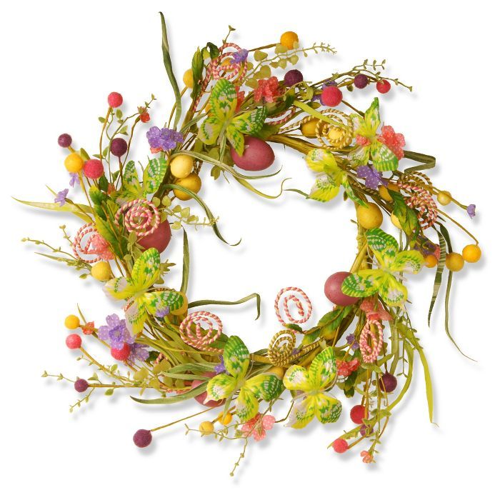 24" Butterfly Garden Accents Easter Wreath - National Tree Company | Target