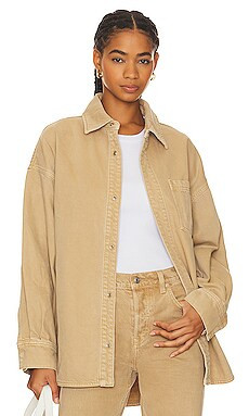 GRLFRND Valeria Oversized Shirt in Sandstone from Revolve.com | Revolve Clothing (Global)