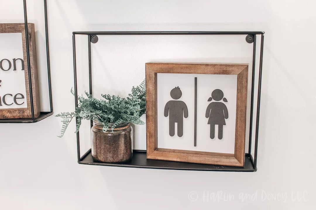Kids Restroom Sign, Bathroom Sign, Farmhouse Bathroom Decor, Shelf Decor, Farmhouse Bathroom, Kid... | Etsy (US)