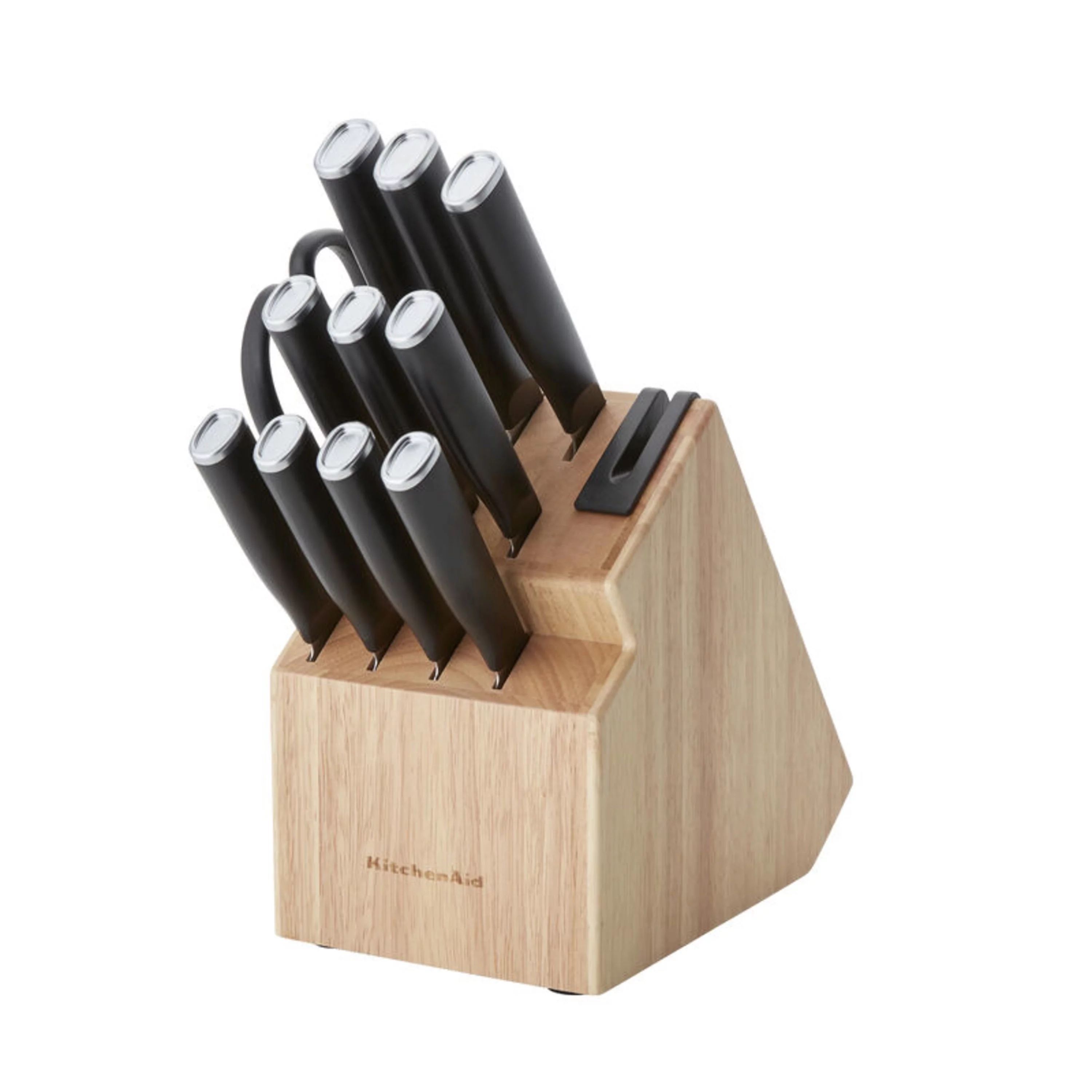 KitchenAid Classic Japanese Steel 12-Piece Knife Block Set with Built-in Knife Sharpener, Black -... | Walmart (US)