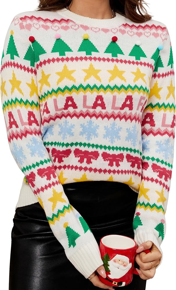 LUBOT Ugly Christmas Sweaters for Women Cute Fuzzy Funny Wintertime and Holiday Parties Knitted P... | Amazon (US)