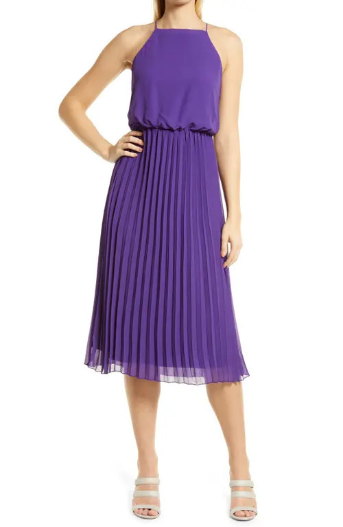 Sam Edelman Sleeveless Pleated Midi Dress in Purple at Nordstrom, Size 2 | Nordstrom