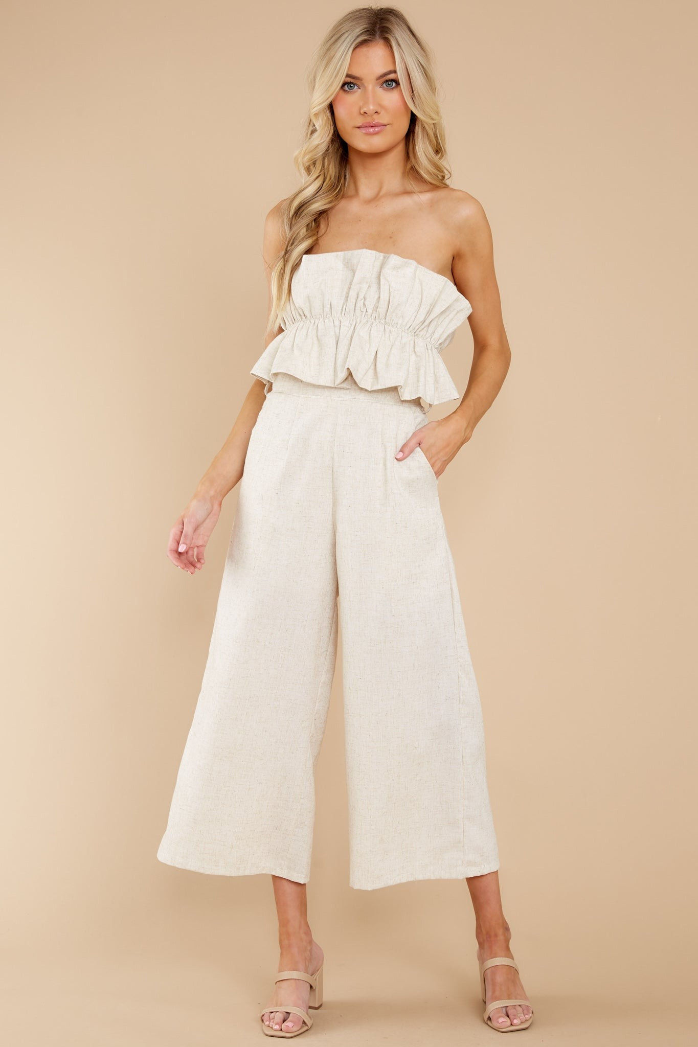 Can You Believe This Cream Jumpsuit | Red Dress 