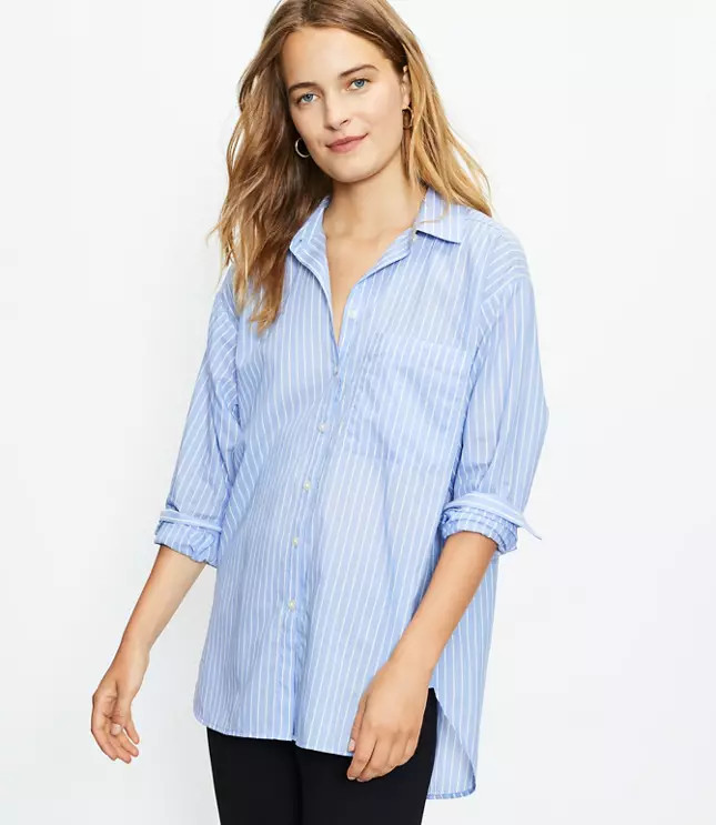 Striped Pocket Tunic Shirt | LOFT