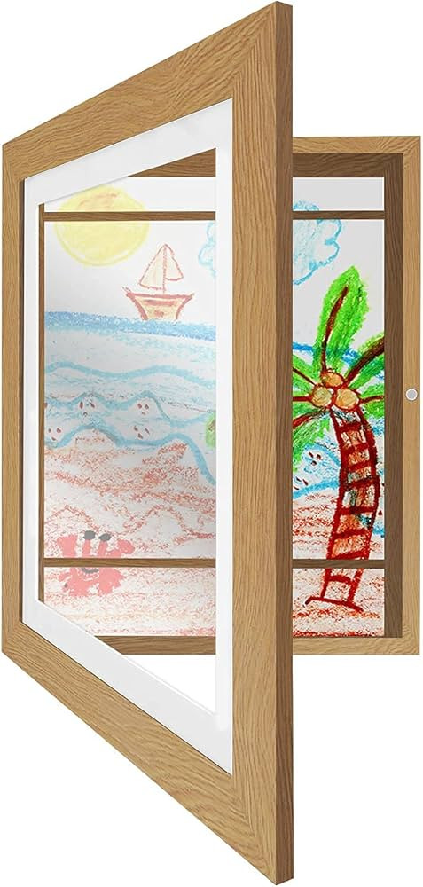 Americanflat Front Loading Kids Art Frame in Dark Oak - 8.5x11 Picture Frame with Mat and 10x12.5... | Amazon (US)
