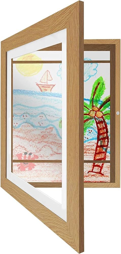 Americanflat Front Loading Kids Art Frame in Dark Oak - 8.5x11 Picture Frame with Mat and 10x12.5... | Amazon (US)
