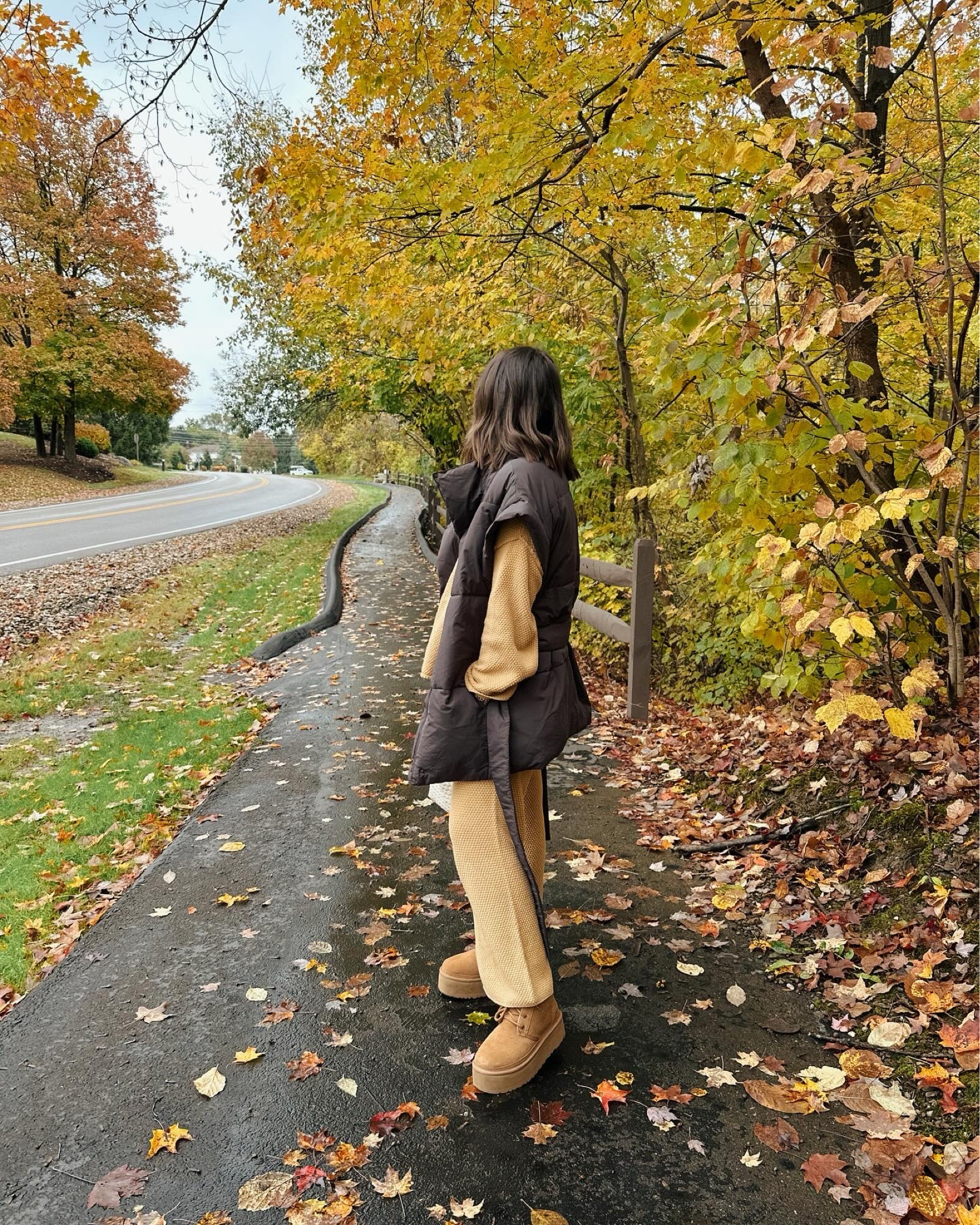 Today’s gloomy day outfit 🤎🍂 this free people sweater set is a fave of mine. I love this color so much for fall! In a size medium and the vest is my FAVE ever!!! It’s the cutest ever. Available in the black and an army green! 🫶🏼 

Fall style, fall outfits, trending for fall, Ugg boots, platform Uggs, Ugg season, Ugg favorites, two piece set for fall 

#LTKshoecrush #LTKSeasonal #LTKfindsunder100