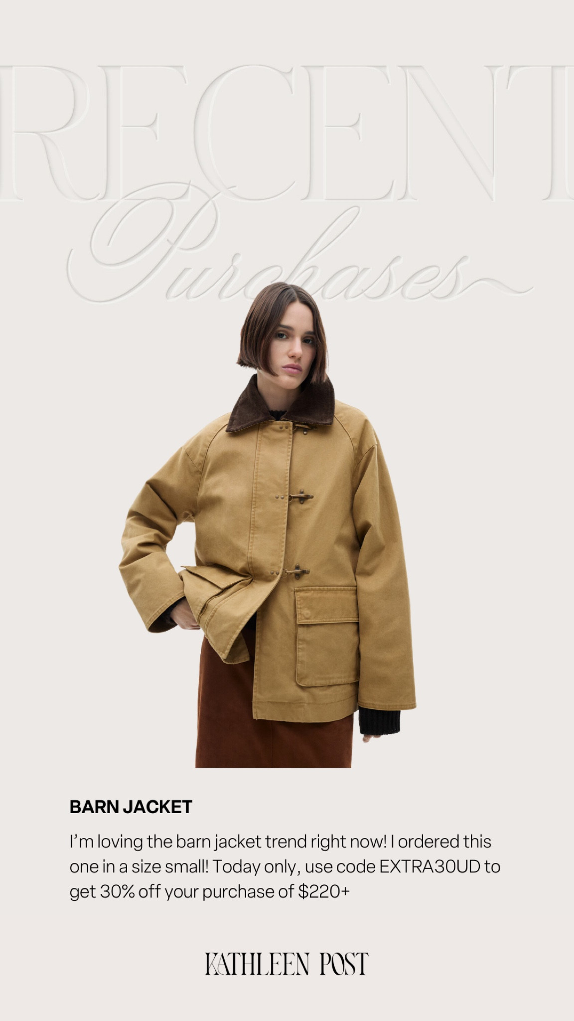 My recent purchases - ordered this in a small! Use code: EXTRA30UD for 30% off your purchase of $220+ #kathleenpost #recentpurchase #currentlyloving

#LTKSeasonal #LTKStyleTip