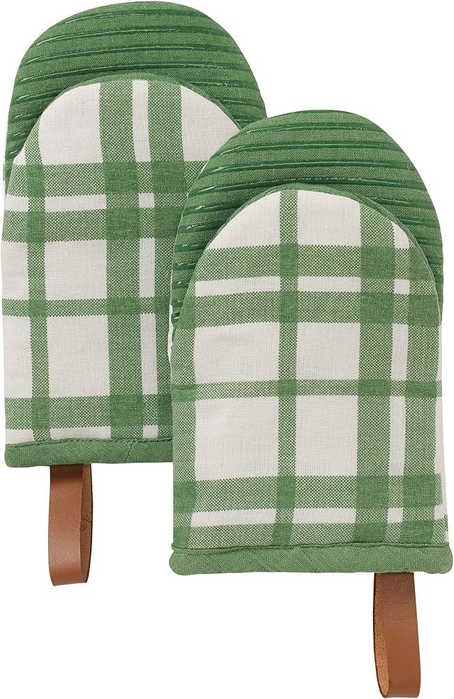 Folkulture Mini Oven Mitts Heat Resistant | (5.75 x9) Set of 2 Short Green Oven Mitts with Hangin... | Amazon (US)