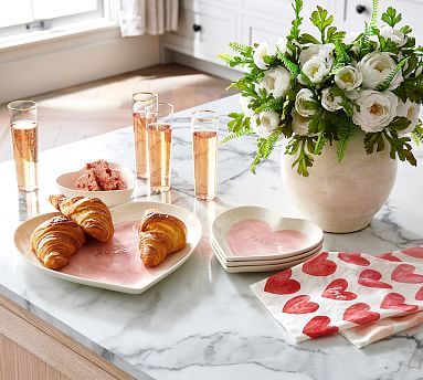 Watercolor Heart Stoneware Appetizer Plates - Set of 4 | Pottery Barn (US)