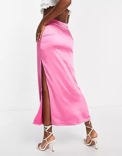 Pretty Lavish thigh slit midaxi skirt in millennial pink - part of a set | ASOS (Global)