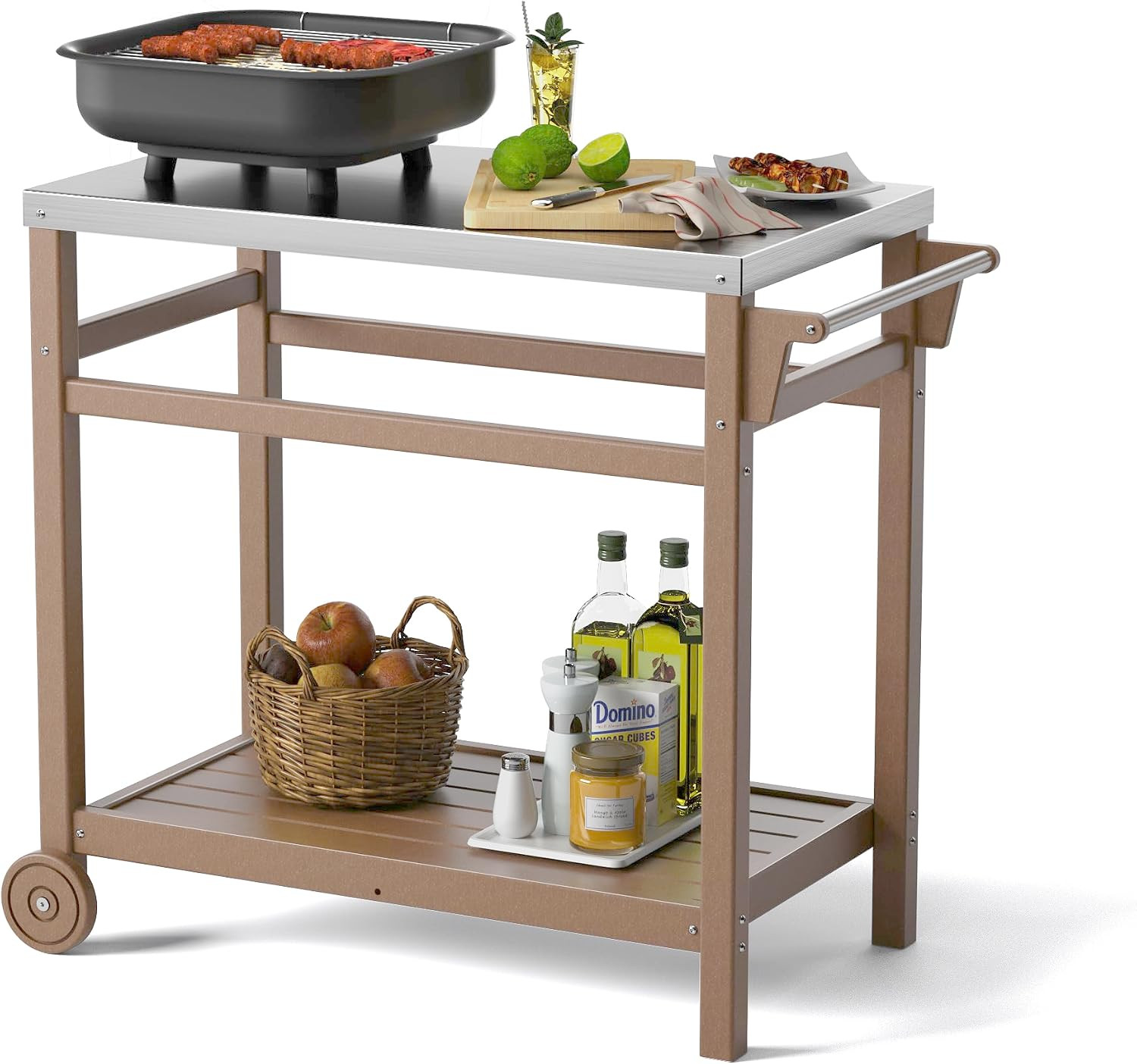 TORVA Outdoor Prep Cart Dining Table for Pizza Oven, Patio Grilling, and Backyard BBQ | Wood Colo... | Amazon (US)