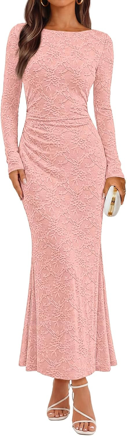 MEROKEETY Women's Fall Wedding Guest Formal Floral Maxi Dresses | Amazon (US)