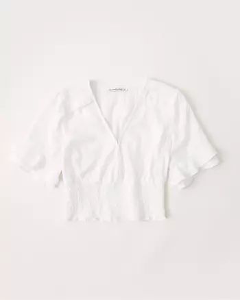 Short-Sleeve Smocked Blouse | Abercrombie & Fitch US & UK