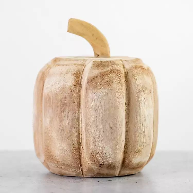Natural Carved Wood Pumpkin, 9 in. | Kirkland's Home