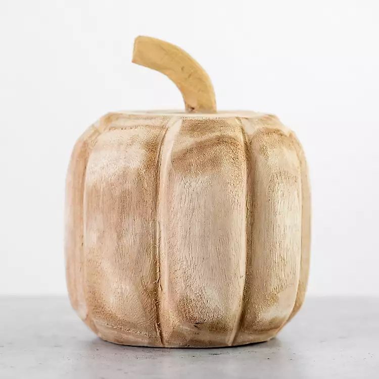 New! Natural Carved Wood Pumpkin, 9 in. | Kirkland's Home