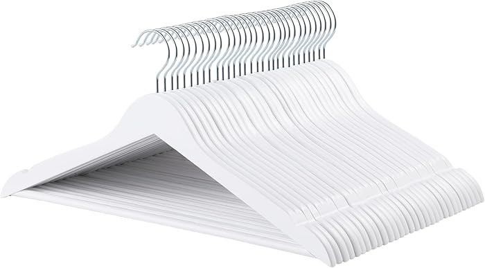 Amazon Basics Wood Suit Clothes Hangers, 30-Pack, White | Amazon (US)
