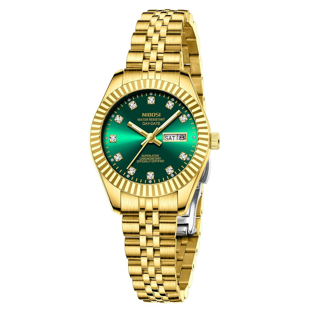 NIBOSI Watches for Women Analog Quartz Stainless Steel Dial with Day Date Luminous Waterproof Dai... | Amazon (US)