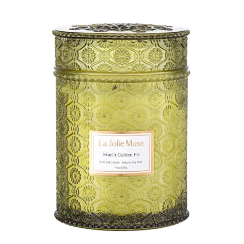 LA JOLIE MUSE Starlit Golden Fir Candle – Pine, Cedarwood, Fir Balsam | 19 oz Large Wooden Wick Candle | Natural Soy Wax | 90 Hours Clean Burn | Gift-Ready for Hosts & Gatherings | Amazon (US)