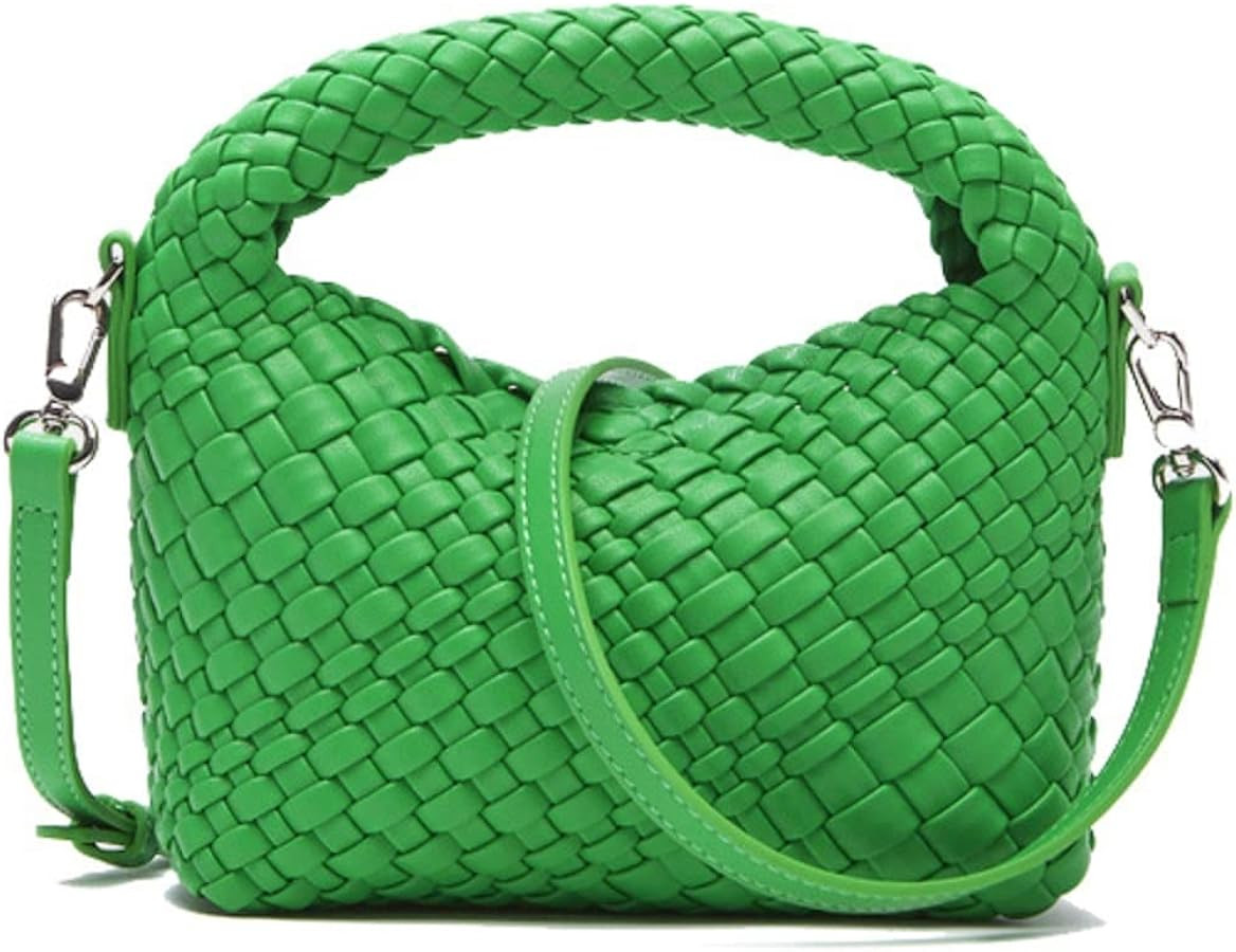 Women Woven Tote Small Crossbody Bag, Weave Quilted Purse Square Shoulder Bag Woven Handbag with ... | Amazon (US)