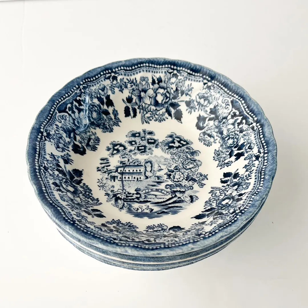 Set of 4 Vintage Blue Churchill Bowl, Churchill Blue Cereal Bowls, Vintage Churchill Pudding Bowl... | Etsy (US)