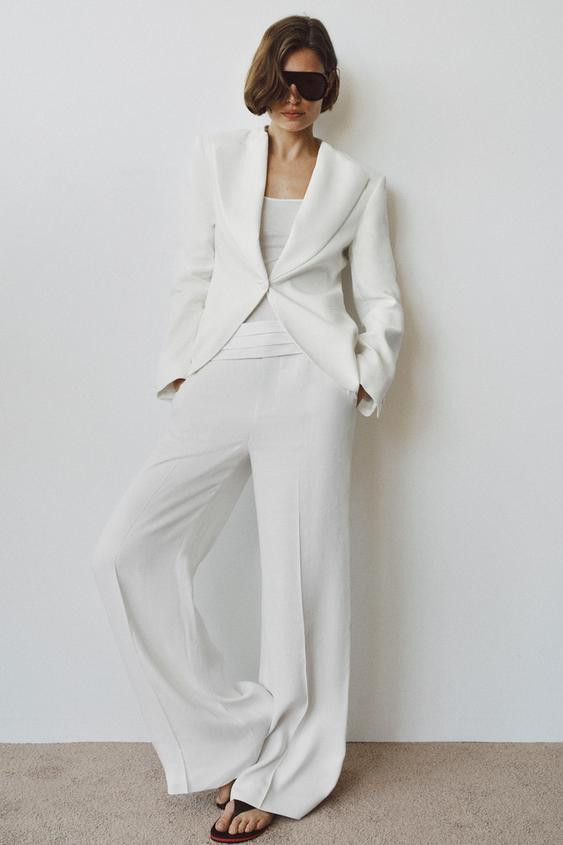 ZW COLLECTION LINEN BLEND TUXEDO BLAZER | Zara US