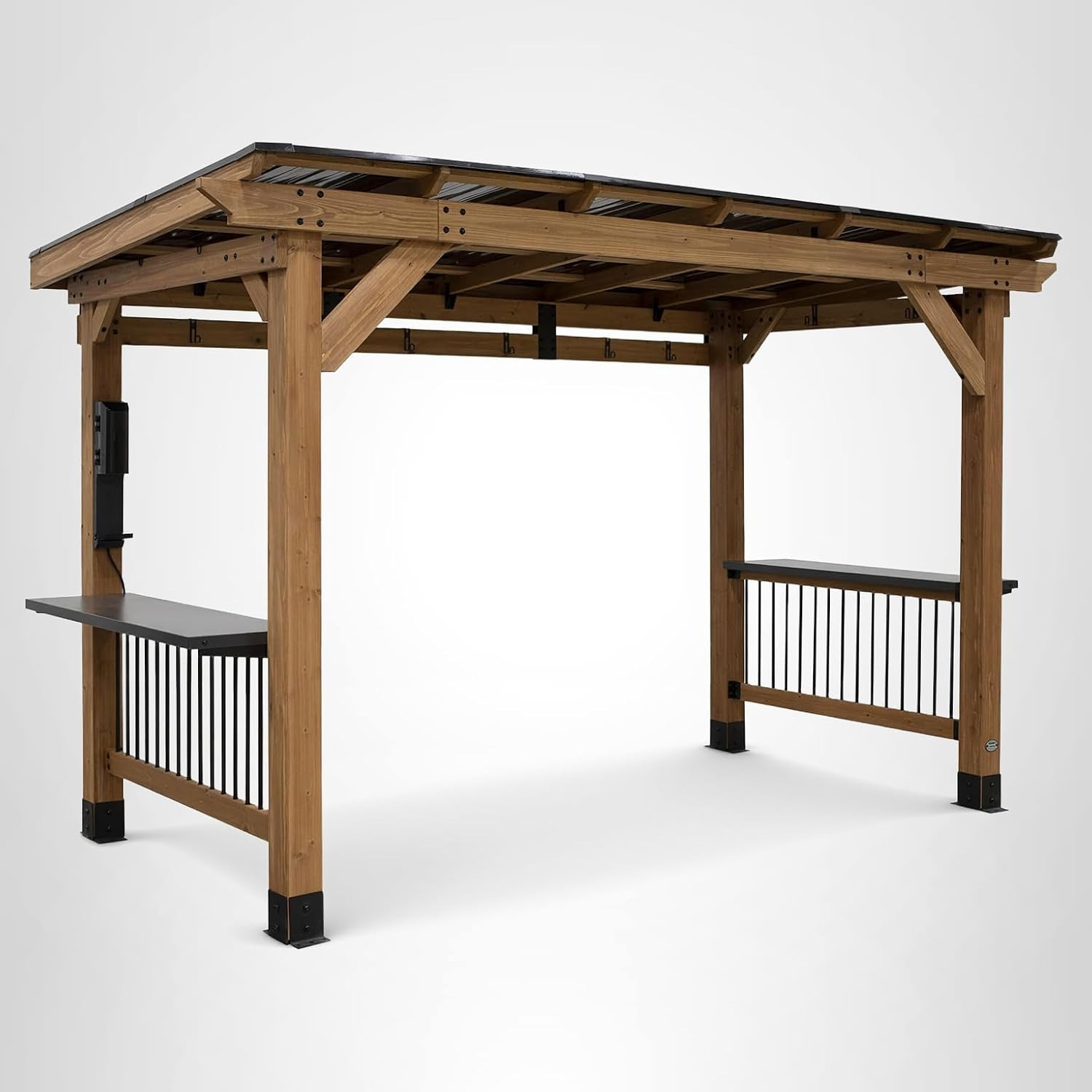 Backyard Discovery Saxony XL 12' x 6' Cedar Wood BBQ Grill Gazebo Pavilion with Hardtop Galvanize... | Amazon (US)