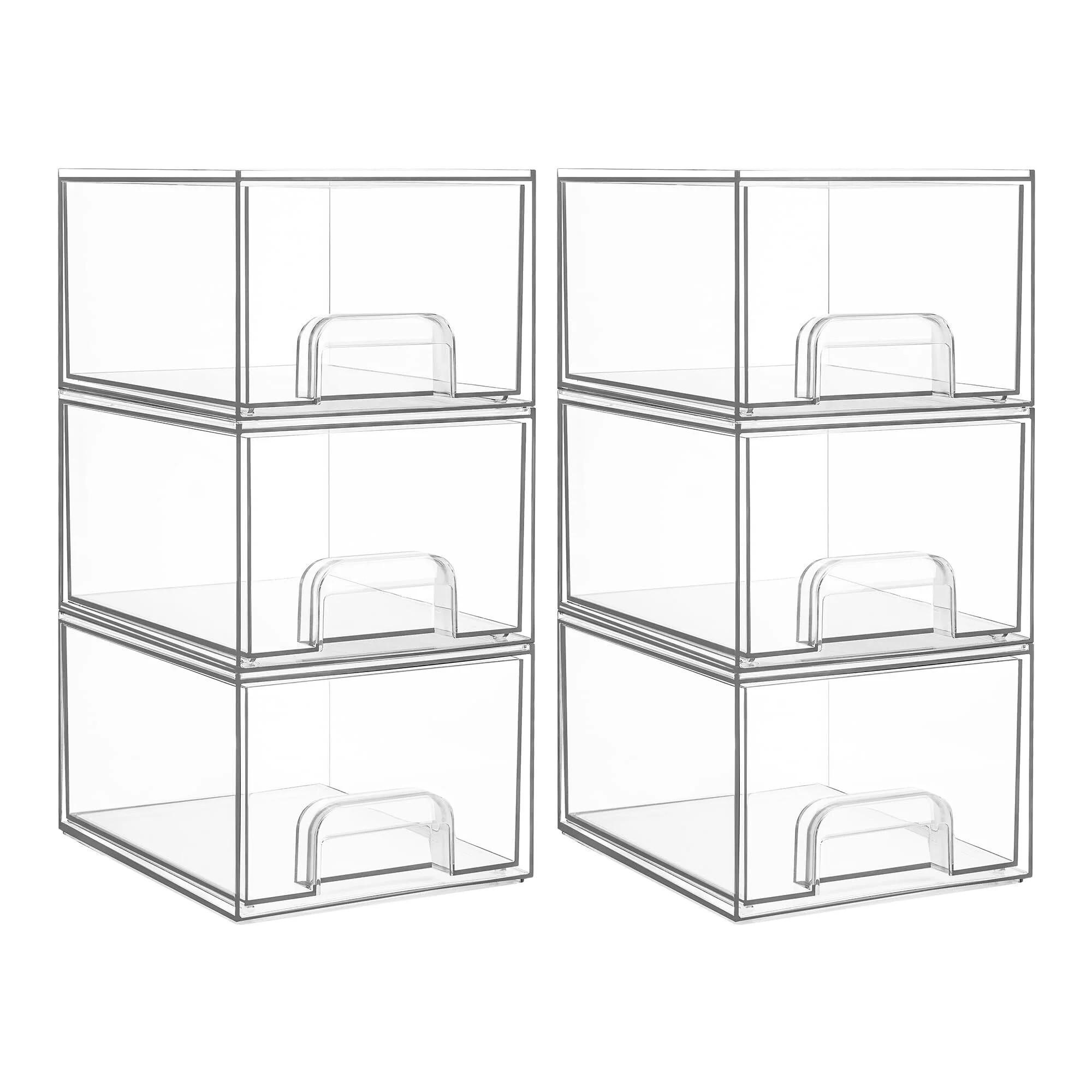 Vtopmart 6 Pack Clear Stackable Storage Drawers, 4.4'' Tall Acrylic Bathroom Makeup Organizer,Pla... | Walmart (US)