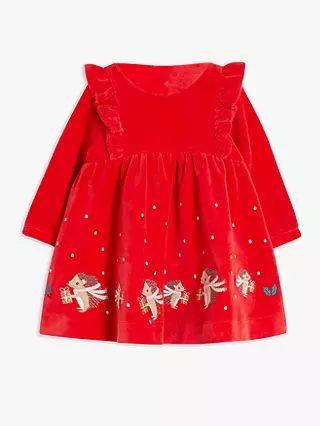 John Lewis & Partners Baby Christmas Velour Dress, Red | John Lewis (UK)