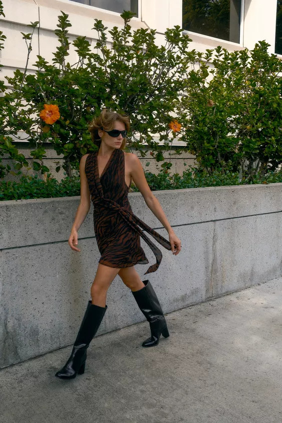 ANIMAL PRINT WRAP MINI DRESS | Zara US