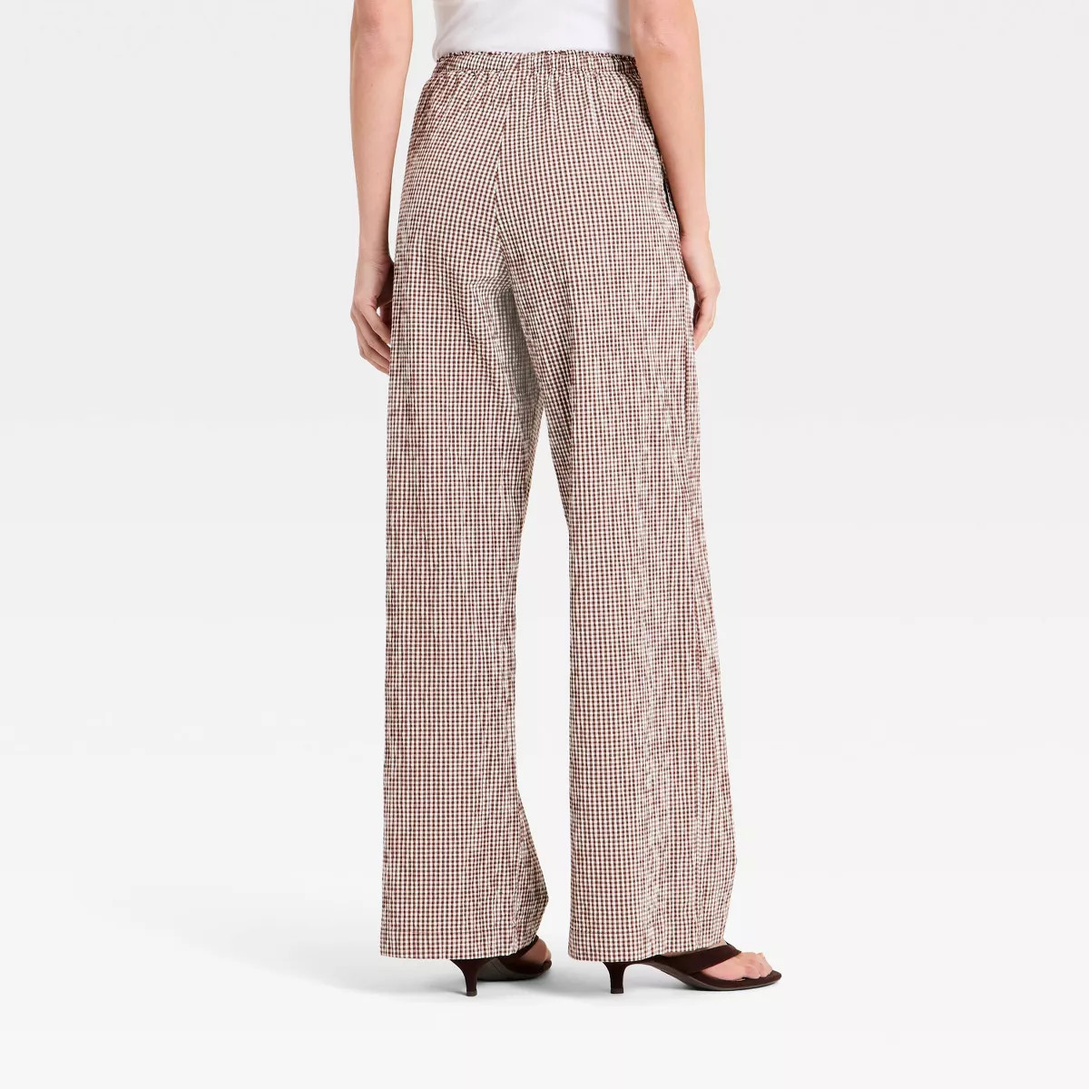 Women's Seersucker Effortless Pull-On Pants - A New Day™ Brown M | Target