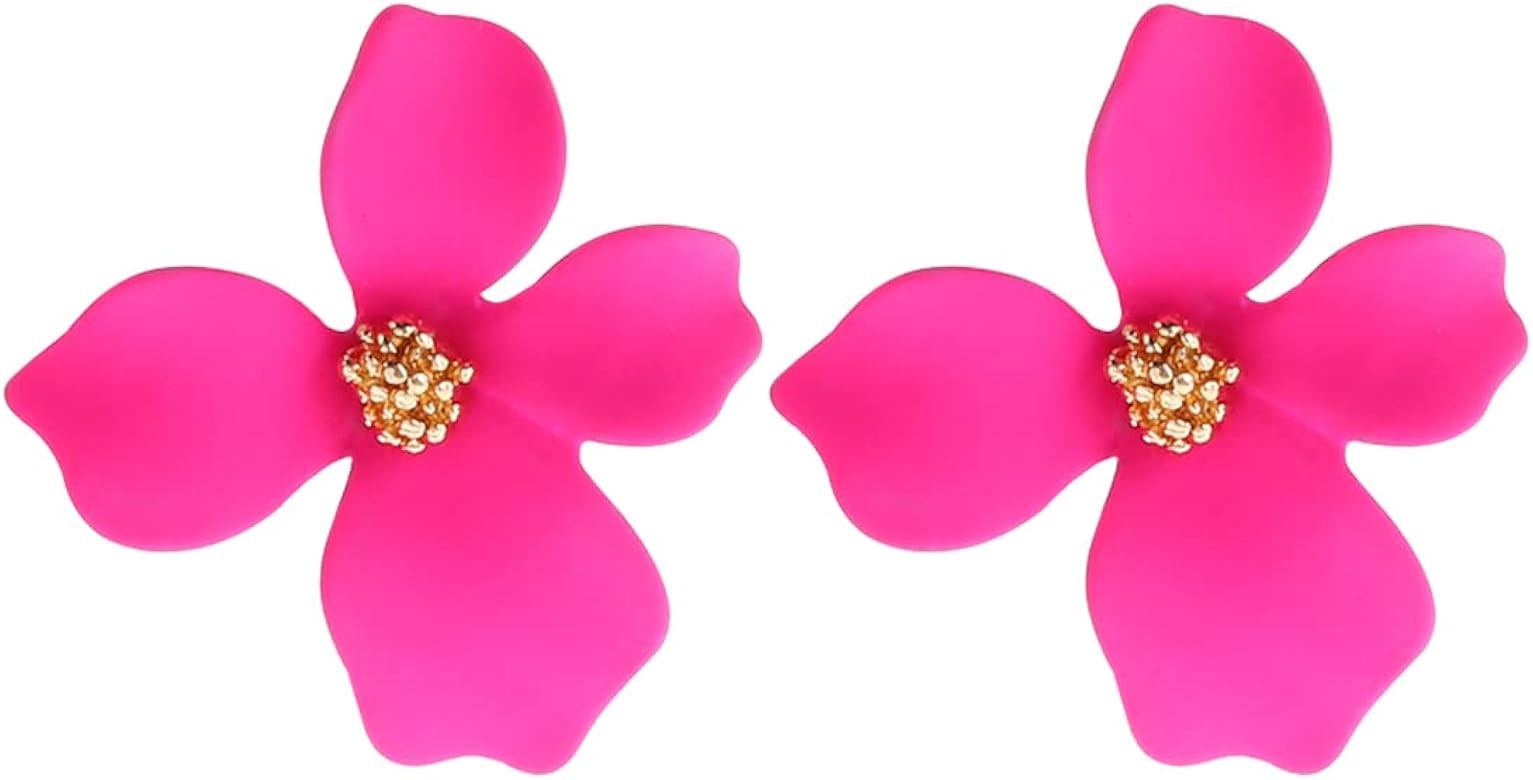 Boho Stud Earrings for Women - Chic Flower Statement Earrings with Gold Flower Bud, Great for Sister | Amazon (US)