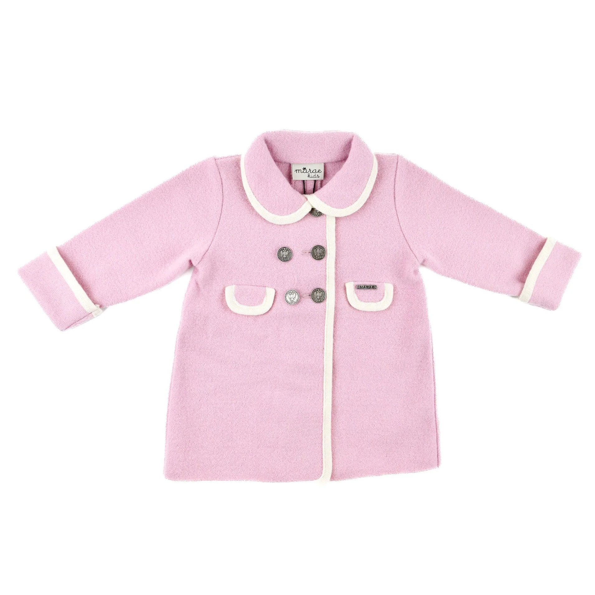 Marae Kids The Princess Charlotte Dress Coat- Pink with White Trim | JoJo Mommy