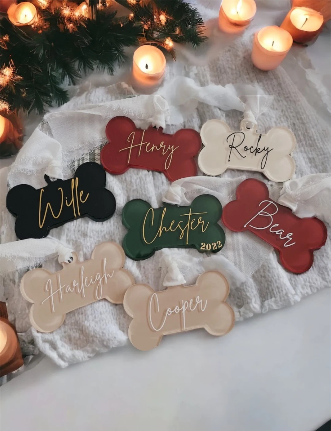 Custom Acrylic Dog Bone Ornament / Christmas Ornament / Custom - Etsy | Etsy (US)