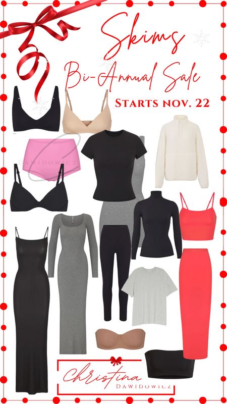 Skims Bi-Annual Sale! 

I have everything linked here. I usually get a small, but the red shirt I have a in an XS and the black dress in a medium  

#LTKsalealert #LTKstyletip #LTKGiftGuide