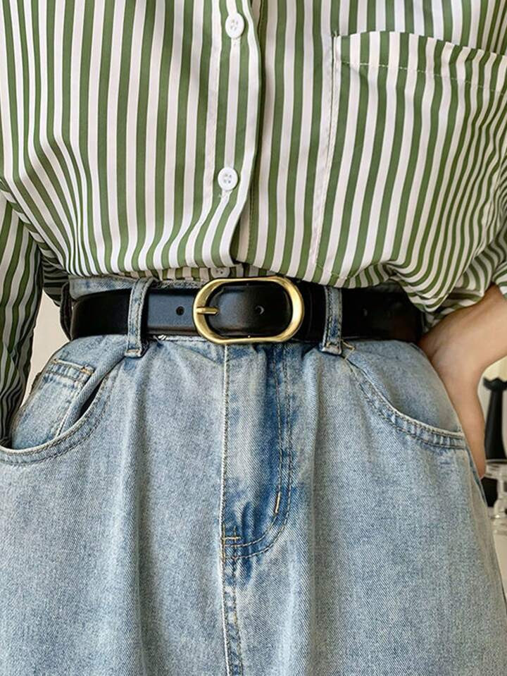 1pc Women Fashion PU Leather Minimalist Metal Buckle Waist Belt, Casual Versatile For Skirt, Jean... | SHEIN