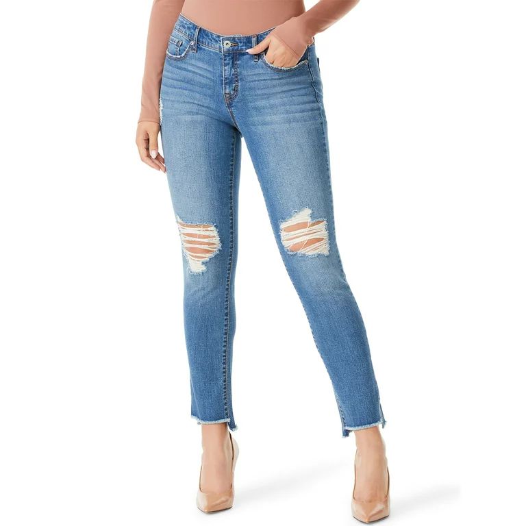 Sofia Jeans Women's Bagi Boyfriend Mid Rise Destructed Jeans | Walmart (US)