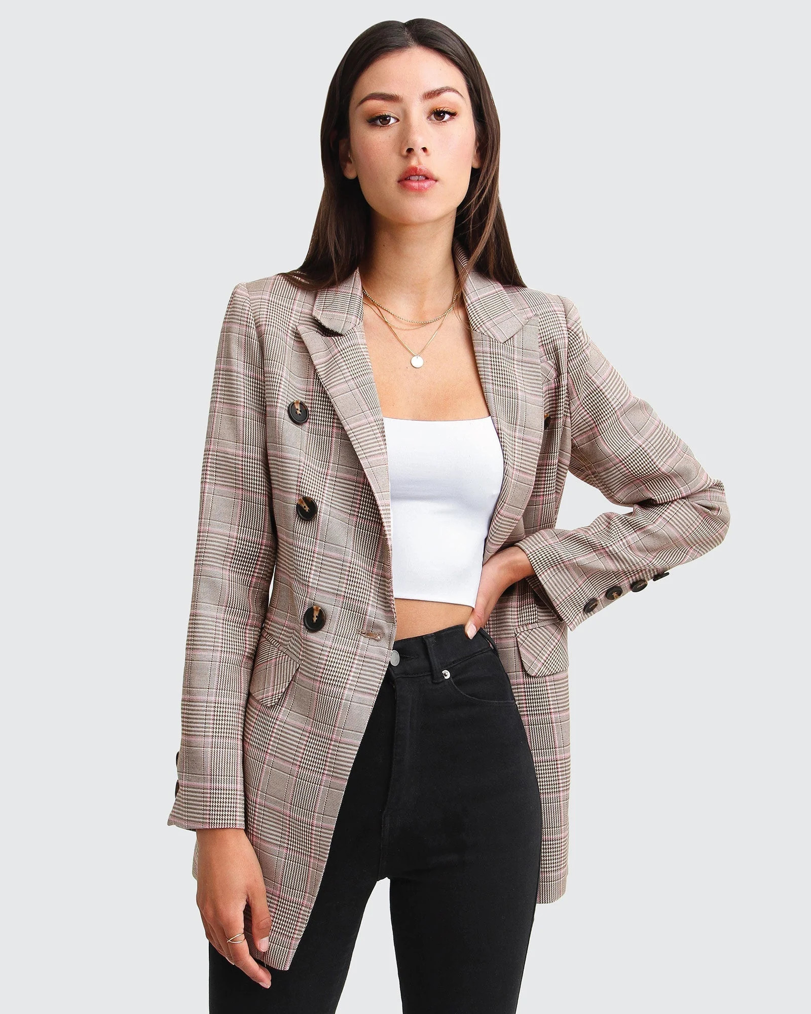 Too Cool For Work Plaid Blazer - Brown | Shop Simon