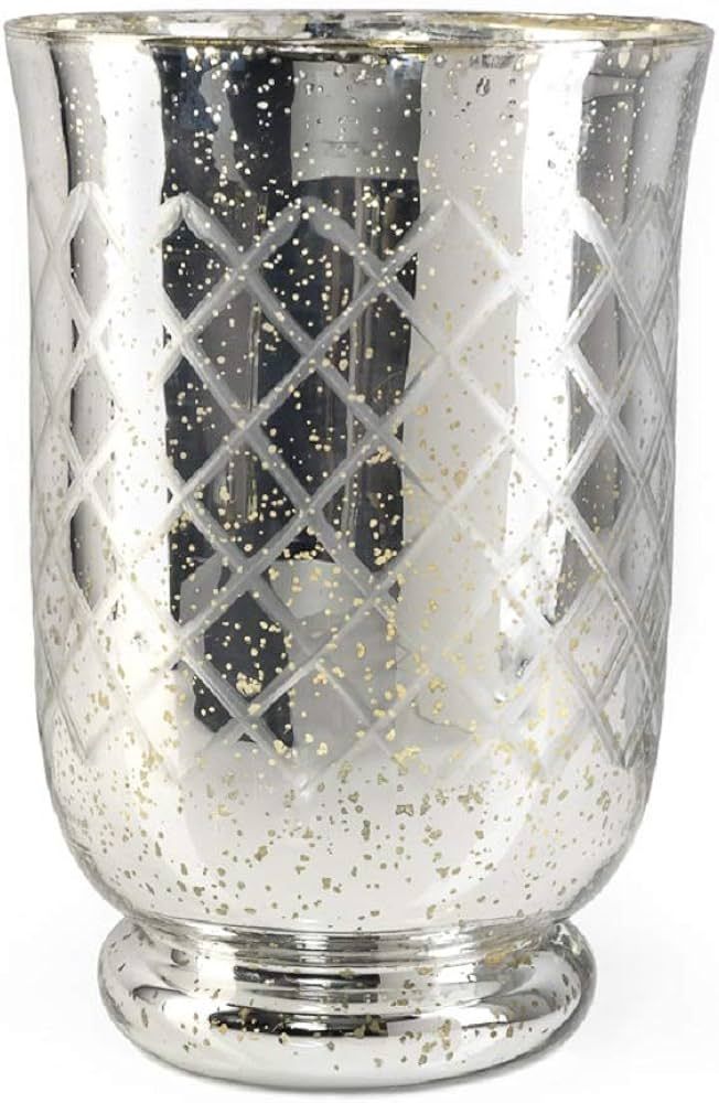 Serene Spaces Living Antique Silver Etched Hurricane – Handmade, Vintage-Inspired Mercury Glass... | Amazon (US)