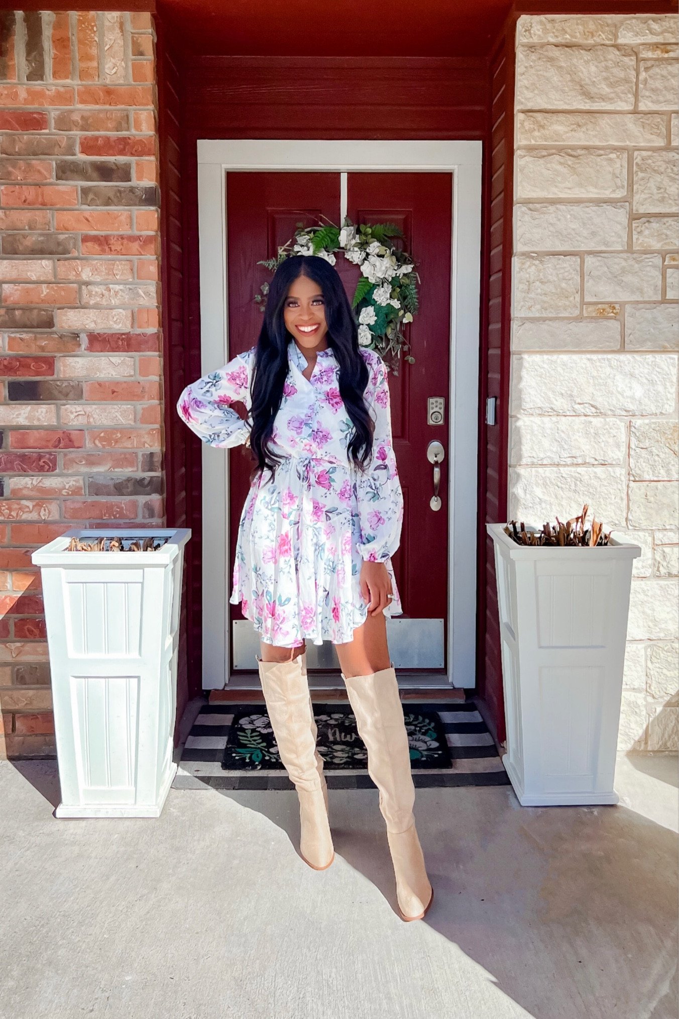 Dress: I am 5’4” wearing a size xs, adjustable waistband and functional buttons on the chest. •Boots: I went with my normal size. 

#LTKFind #LTKunder50 #LTKshoecrush