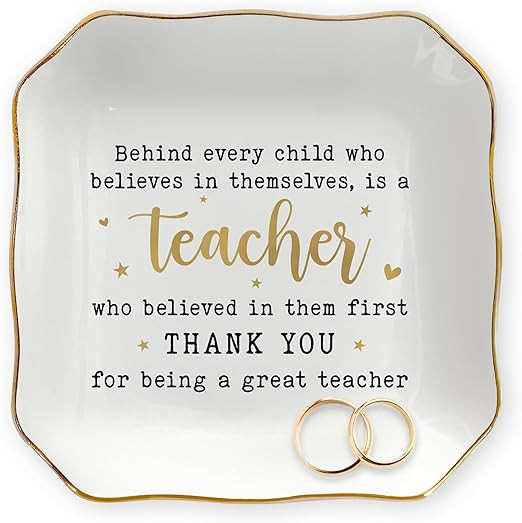 OASSIE Teacher Appreciation Gifts for Women - 4"x4" Ceramic Jewelry Dish Tray - Teachers Day Insp... | Amazon (US)