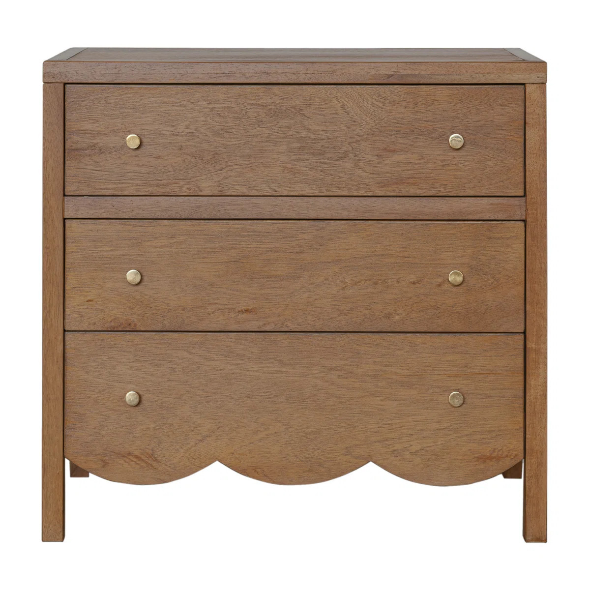 Vlad Scallop 3 Drawer Dresser, Medium Brown | Wayfair North America