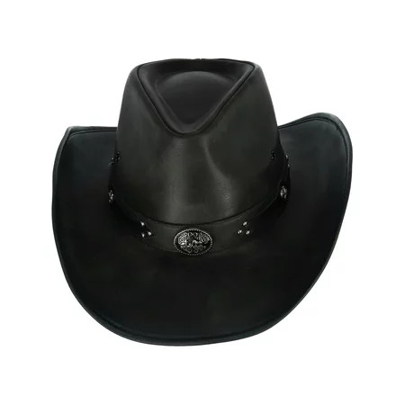 Kenny K Distressed Faux Leather Western Hat with Black Conchos and Studs | Walmart (US)