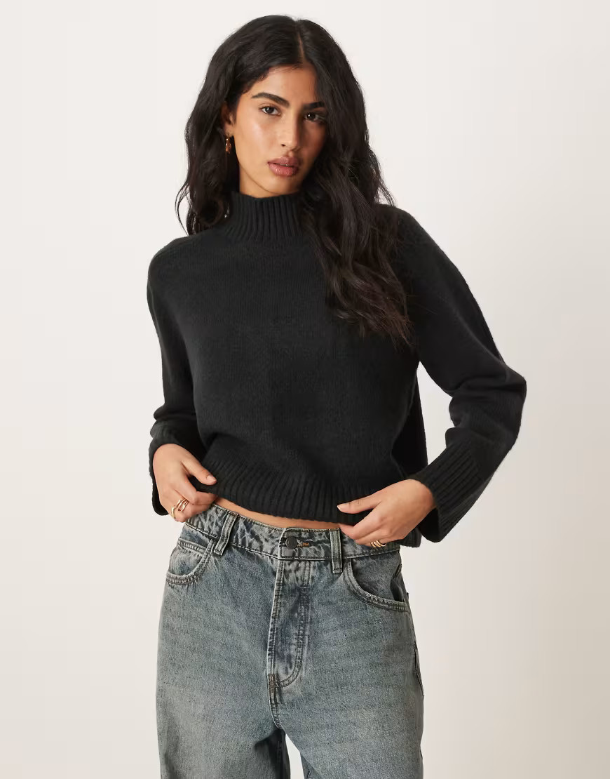 Abercrombie & Fitch funnel neck jumper in black | ASOS (Global)